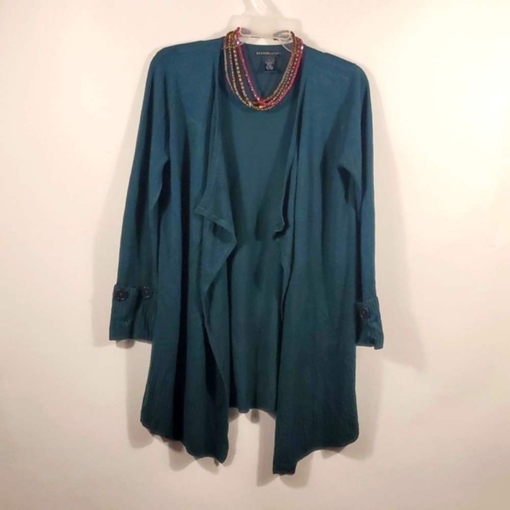 Hunter Green Trendy Open Cardigan Size Large